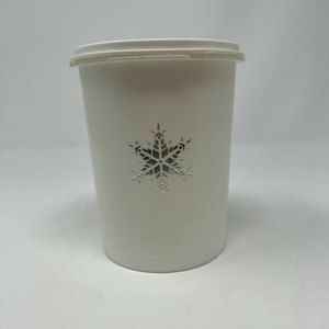 Vintage Tupperware White Snowflake Canister #811-13 Starburst Lid #812-17